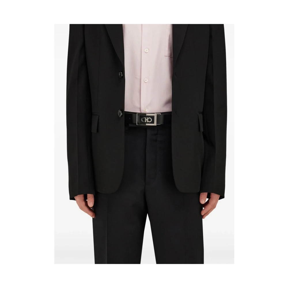 Salvatore Ferragamo Omkeerbare Leren Riem met Gesp Black Heren