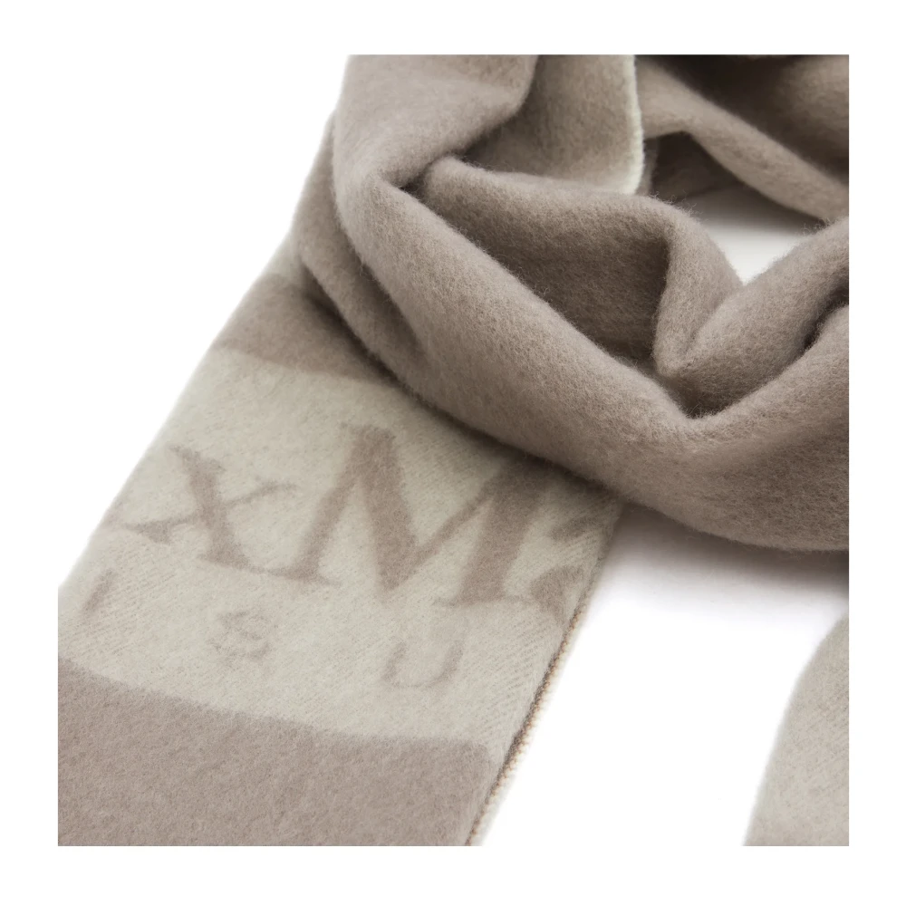 Max Mara Grijze Wol Logo Sjaal Gray Dames