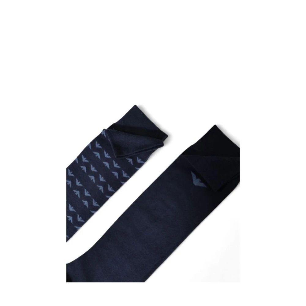 Emporio Armani Blauwe Katoenen Crew Sokken Blue Heren