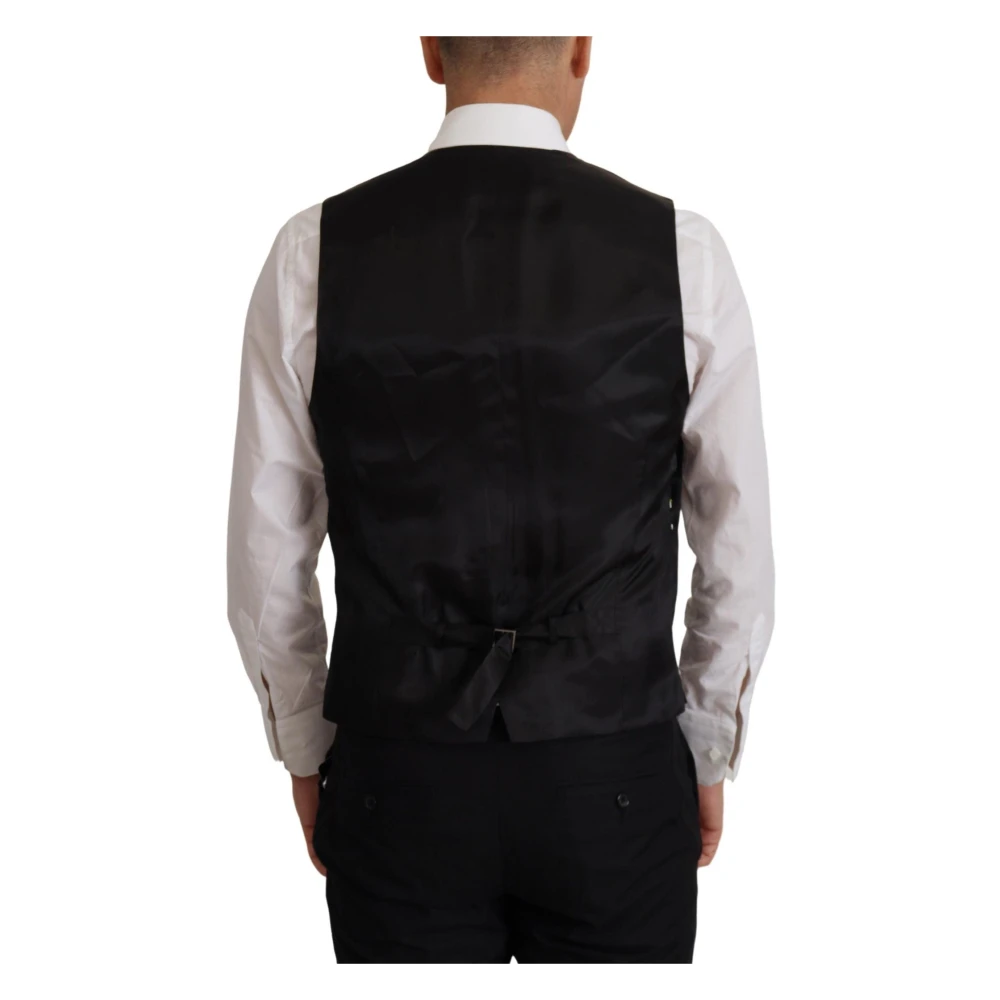 Dolce & Gabbana Stijlvolle Zwarte Blazer met Vest Black Heren