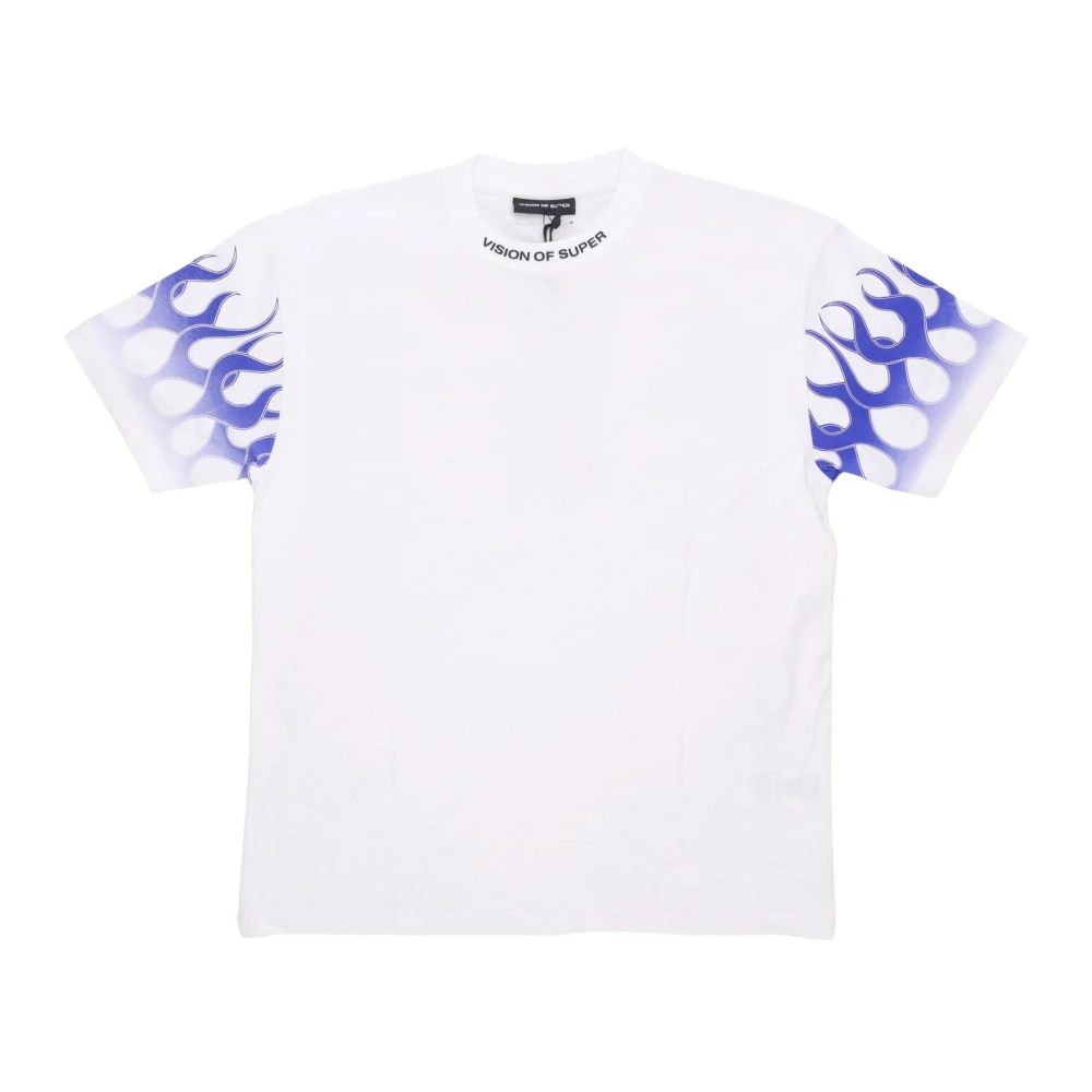 Vision Of Super Men's White Flames Tee T-Shirt