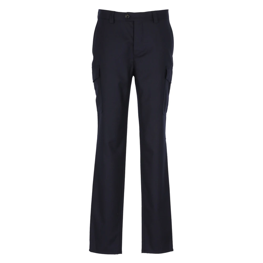 BRUNELLO CUCINELLI Blauwe Slim-Fit Wollen Broek Blue Heren