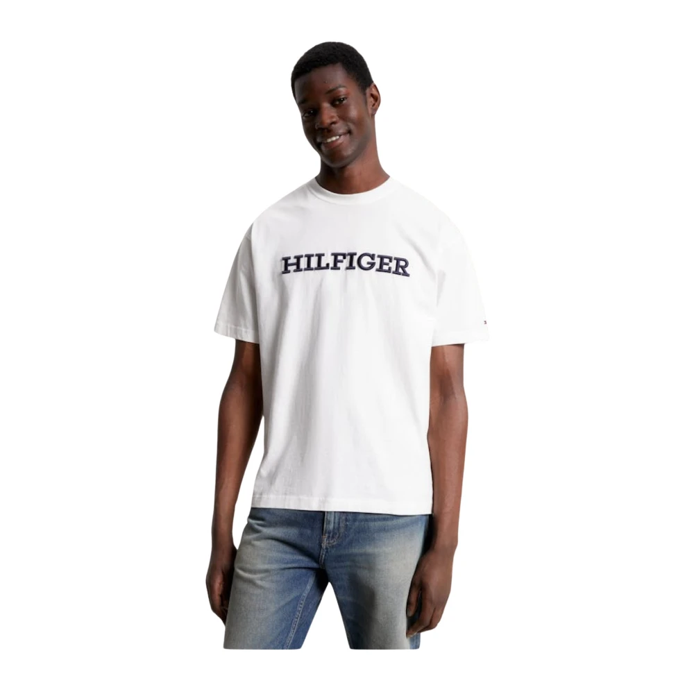 Tommy Hilfiger Geborduurd Logo T-shirt Archief White Heren