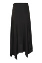 black-asymmetric-flared-long-skirt