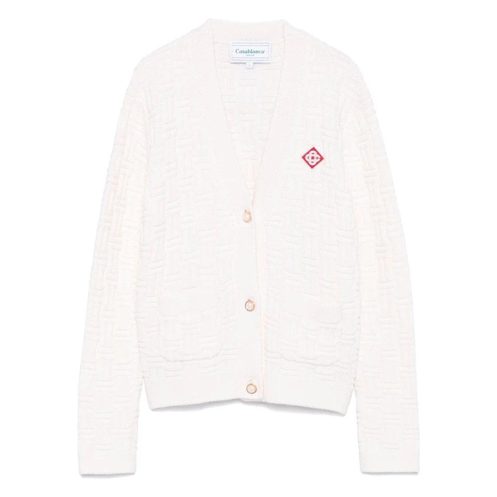 Casablanca Witte Merino Cardigan met knoopsluiting White Dames