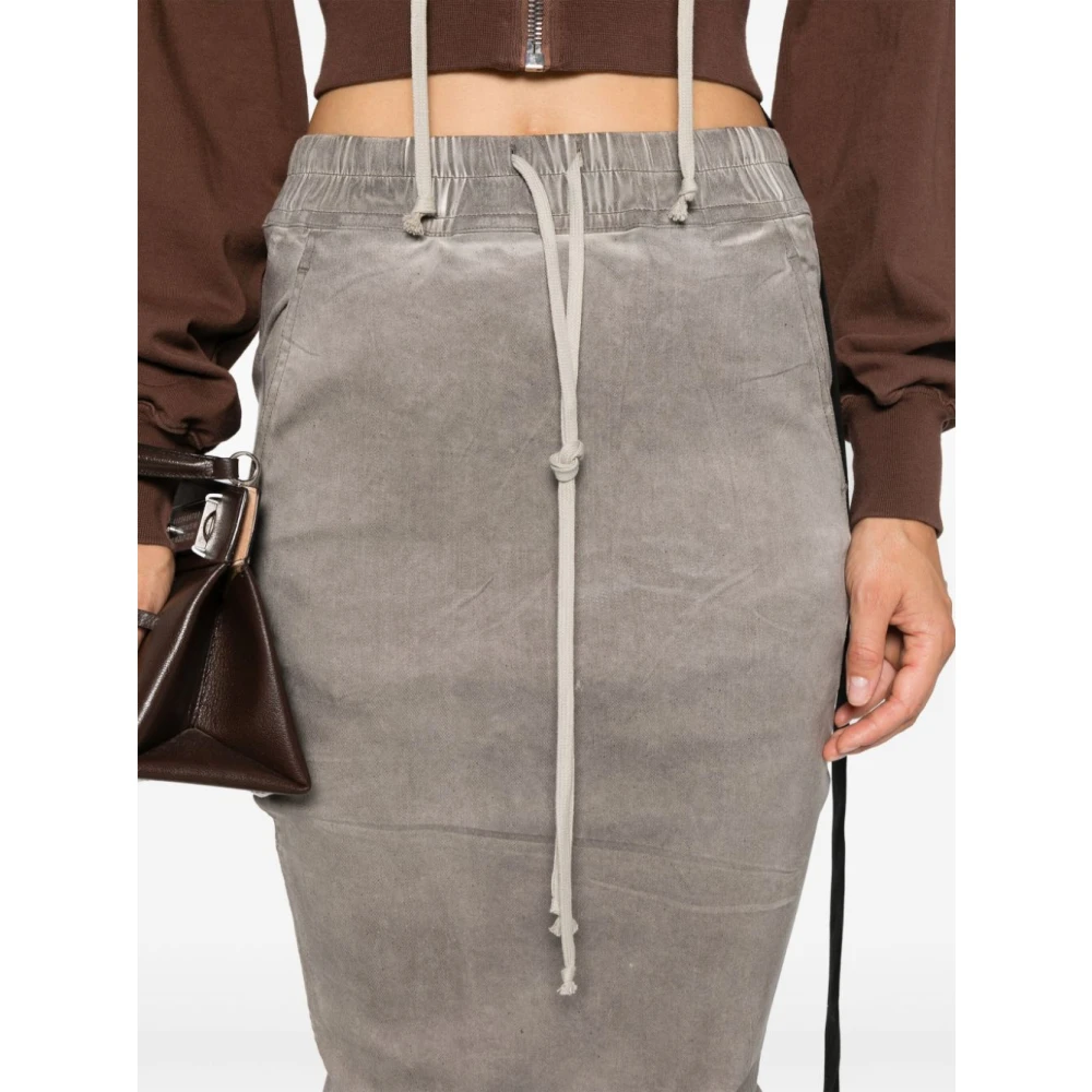 Rick Owens Elastische Rok met Trekkoord en Zakken Gray Dames