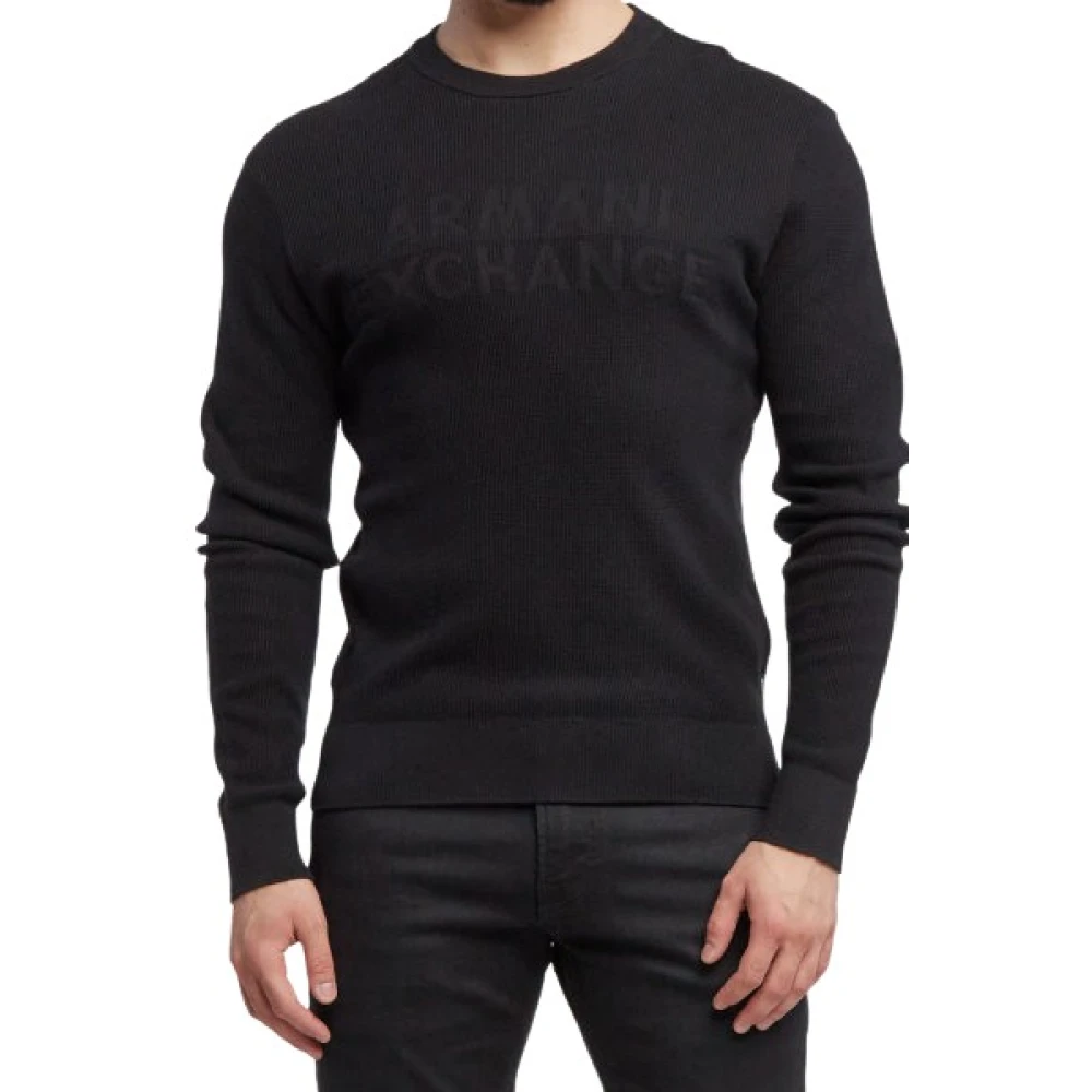 Armani Exchange Men's Black Pullover - Round-Neck Knitwear - Xs - Knitwear
