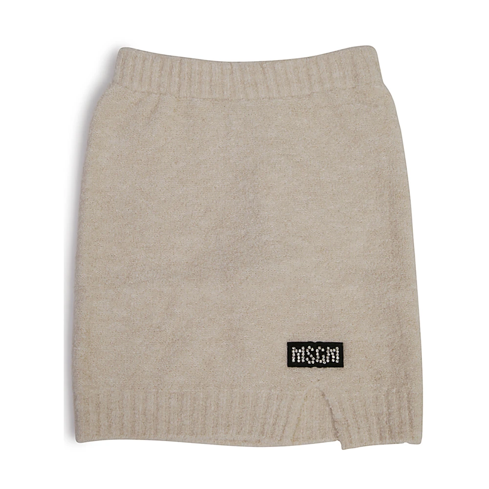 Msgm Barn Beige Bouclé Kjol med Logo Beige, Flicka