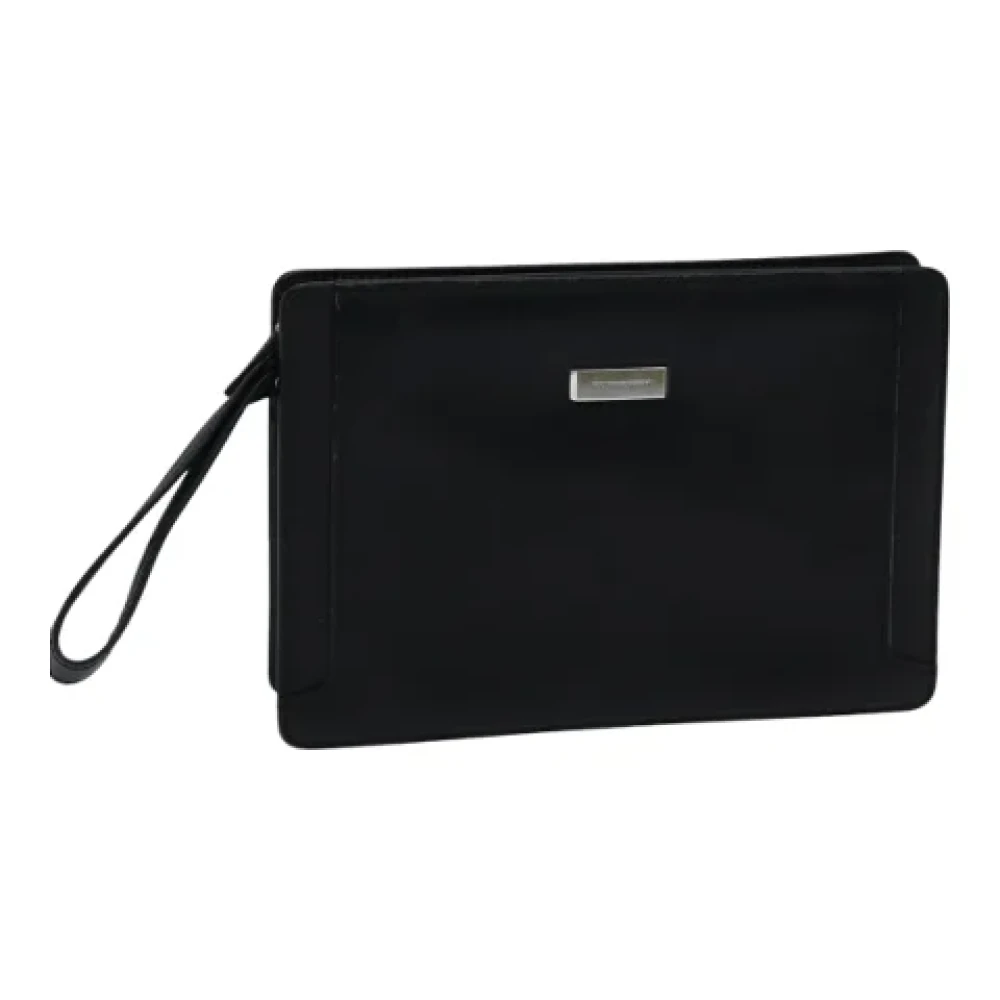 Burberry Vintage Pre-owned Leather clutches Black Dames