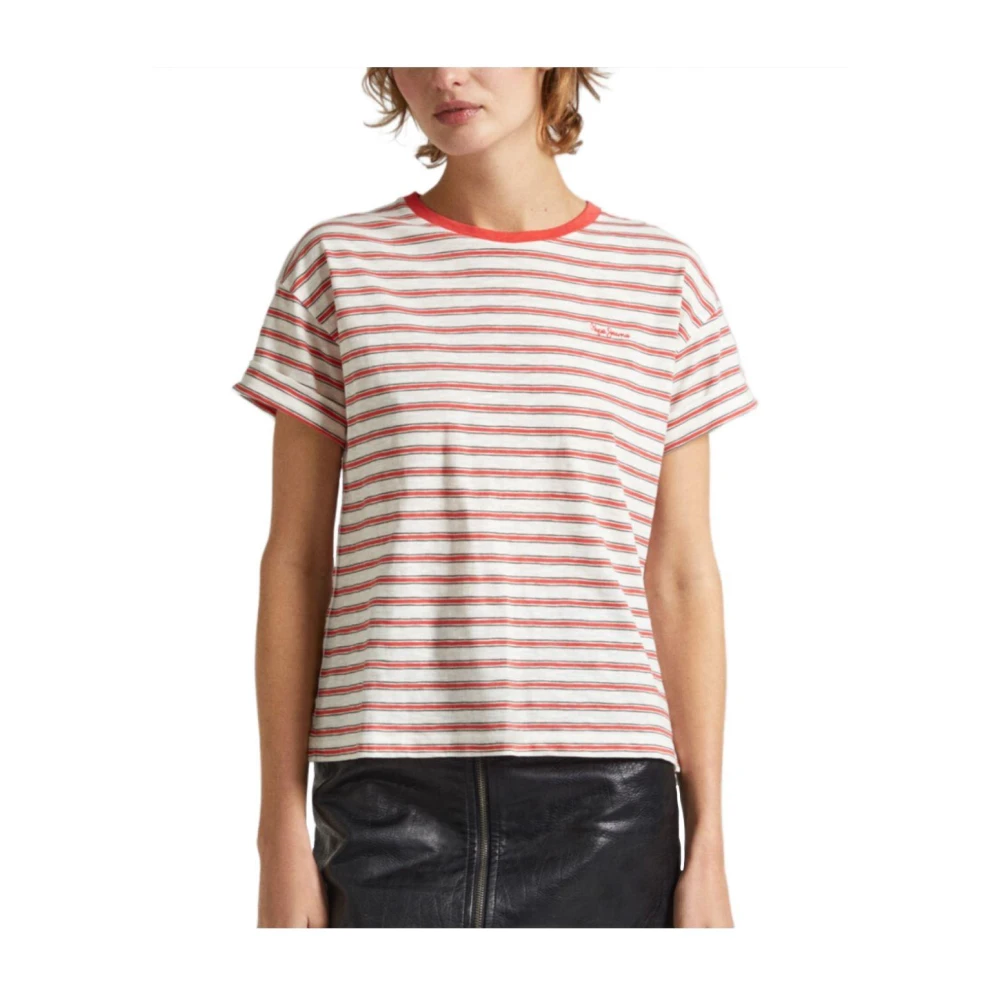 Pepe Jeans Gestreept Hagar T-shirt Red Dames
