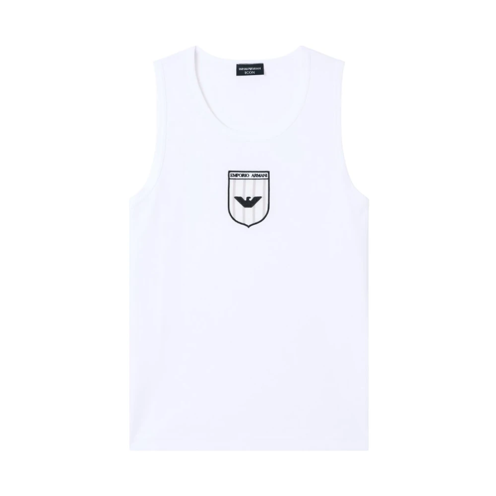 Emporio Armani Mannelijk Wit Tops Heren, M, Sleeveless Tops