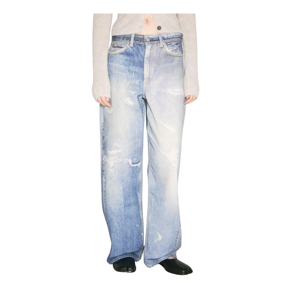 Our Legacy , Loose Fit Jeans, Female, Blue, M, Full Cut Digital Print Jeans
