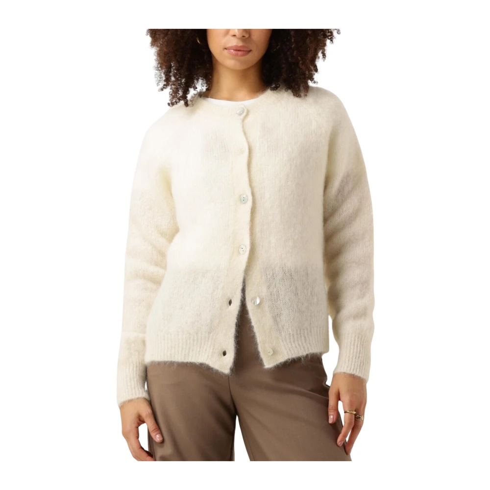 Nukus Witte Cardigan Loren Stijlvolle Garderobe Toevoeging Beige Dames