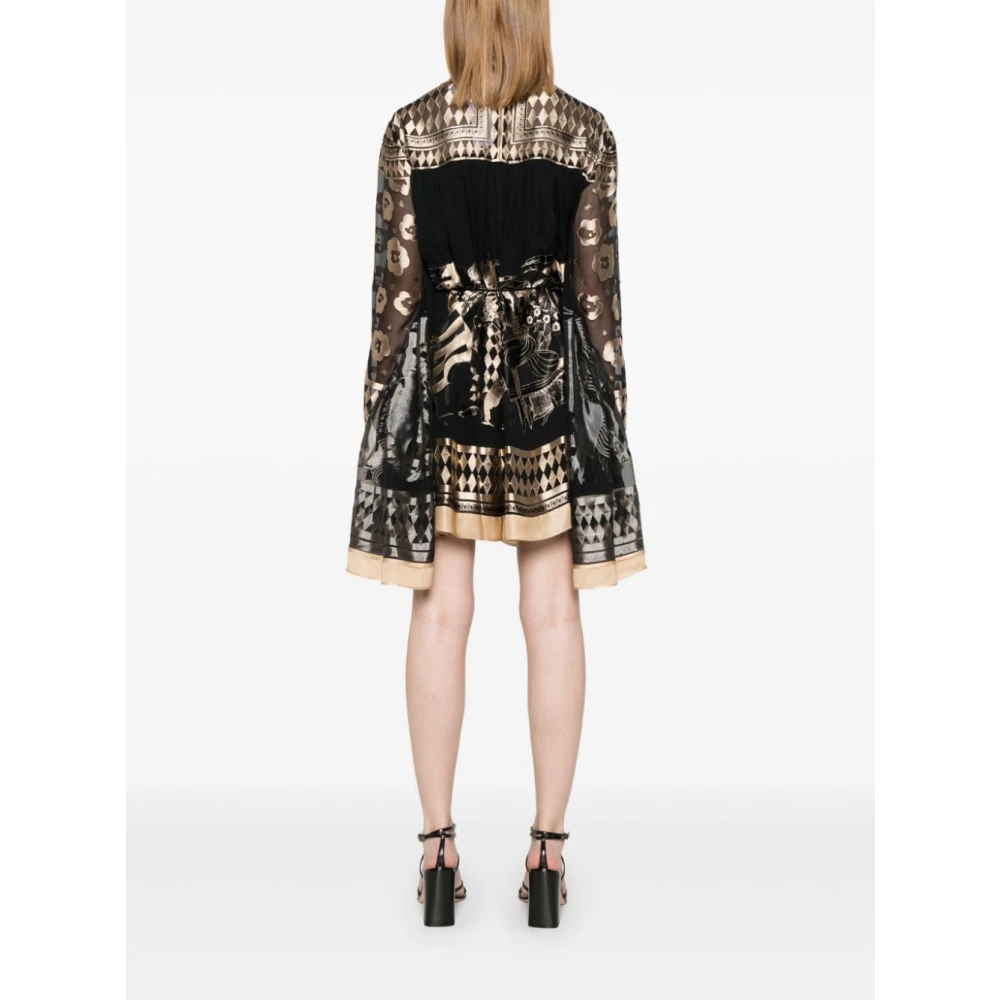 Zimmermann Zwart Beige Chiffon Mini Jurk Multicolor Dames