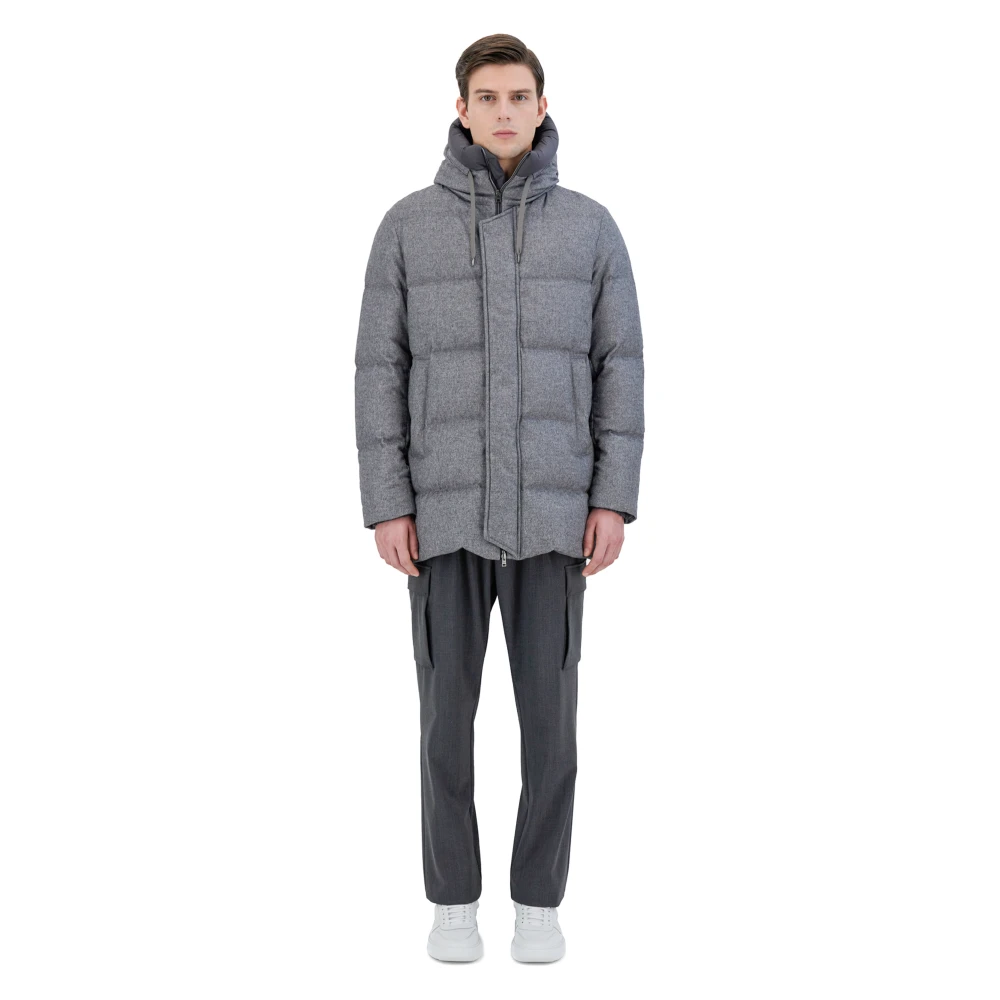 Herno Grijze Kasjmier-Zijde Lange Pufferjas Gray Heren