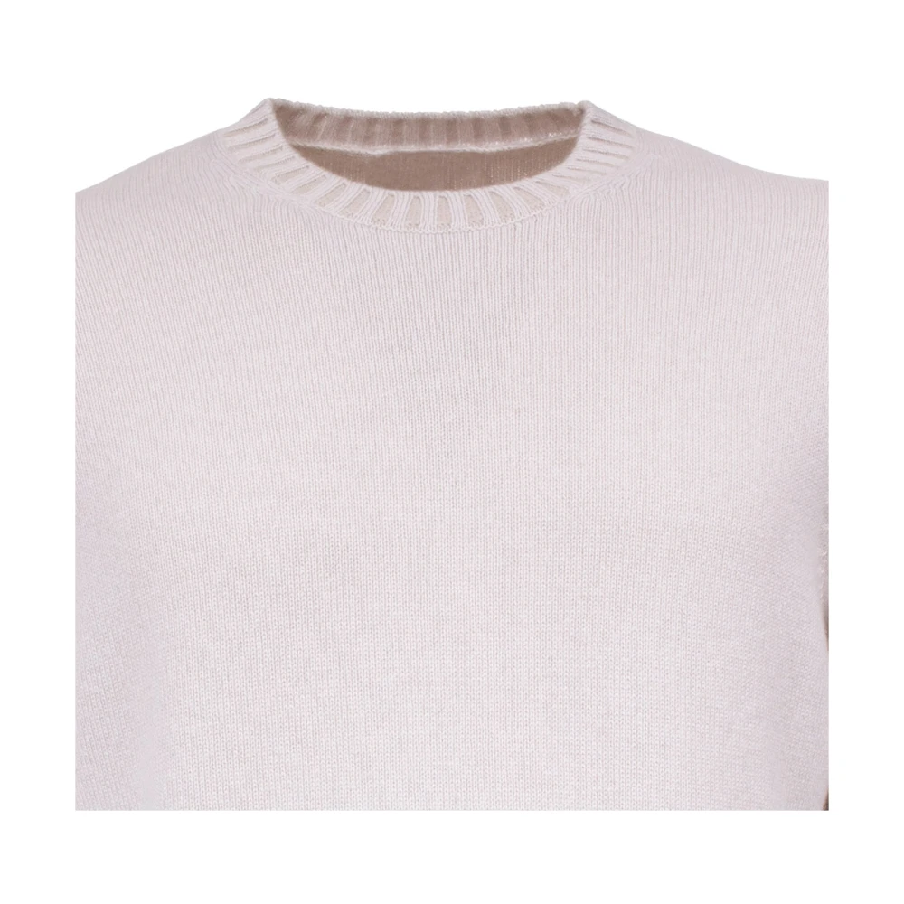 Gran Sasso Cashmere Ribgebreide Trui met Ronde Hals Beige Heren