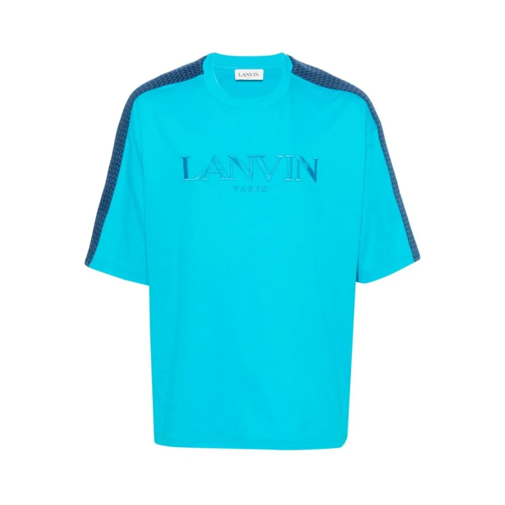 Lanvin Cerulean Blauw Katoenen T-shirt met Geborduurd Logo Blue Heren