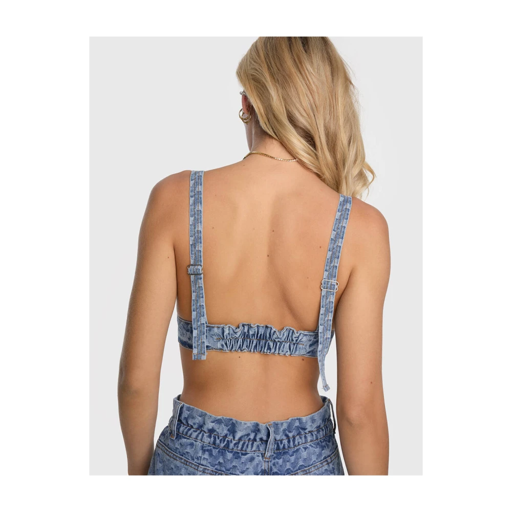 Alix The Label Bull Jacquard Bralette Top Blue Dames