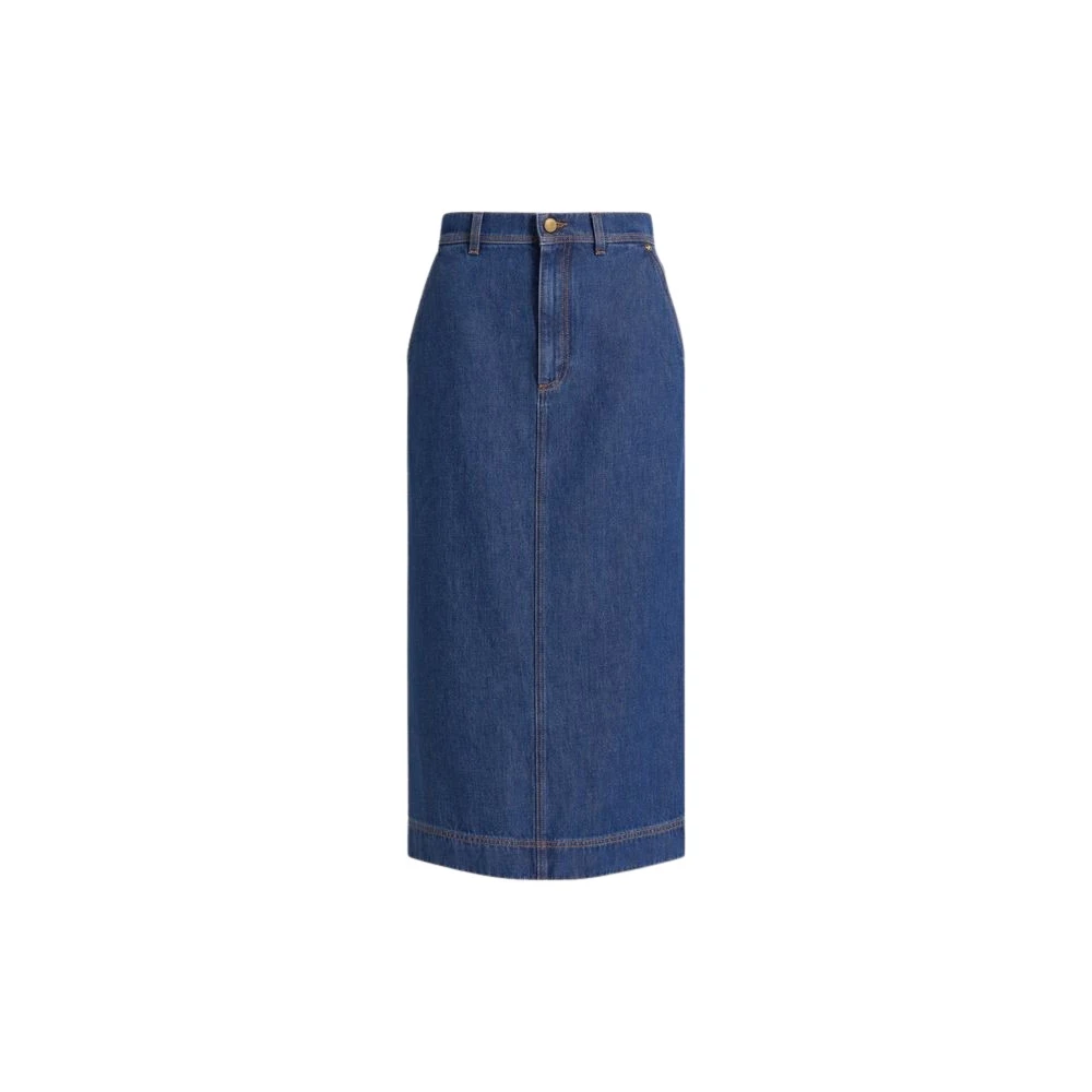 Alberta Ferretti Blue Denim Skirts, Female, Xs, Denim Midi Skirt