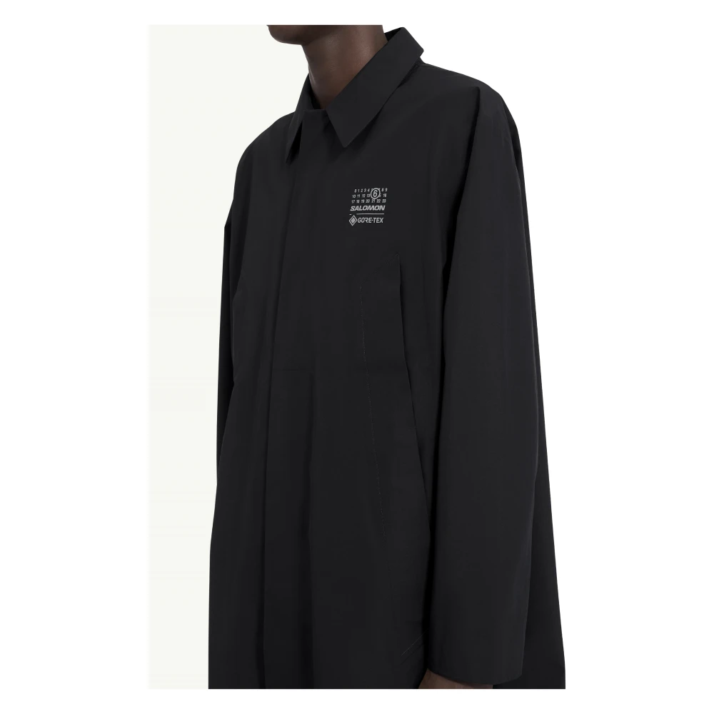 MM6 Maison Margiela Zwarte wollen trenchcoat met klassieke kraag Black Heren