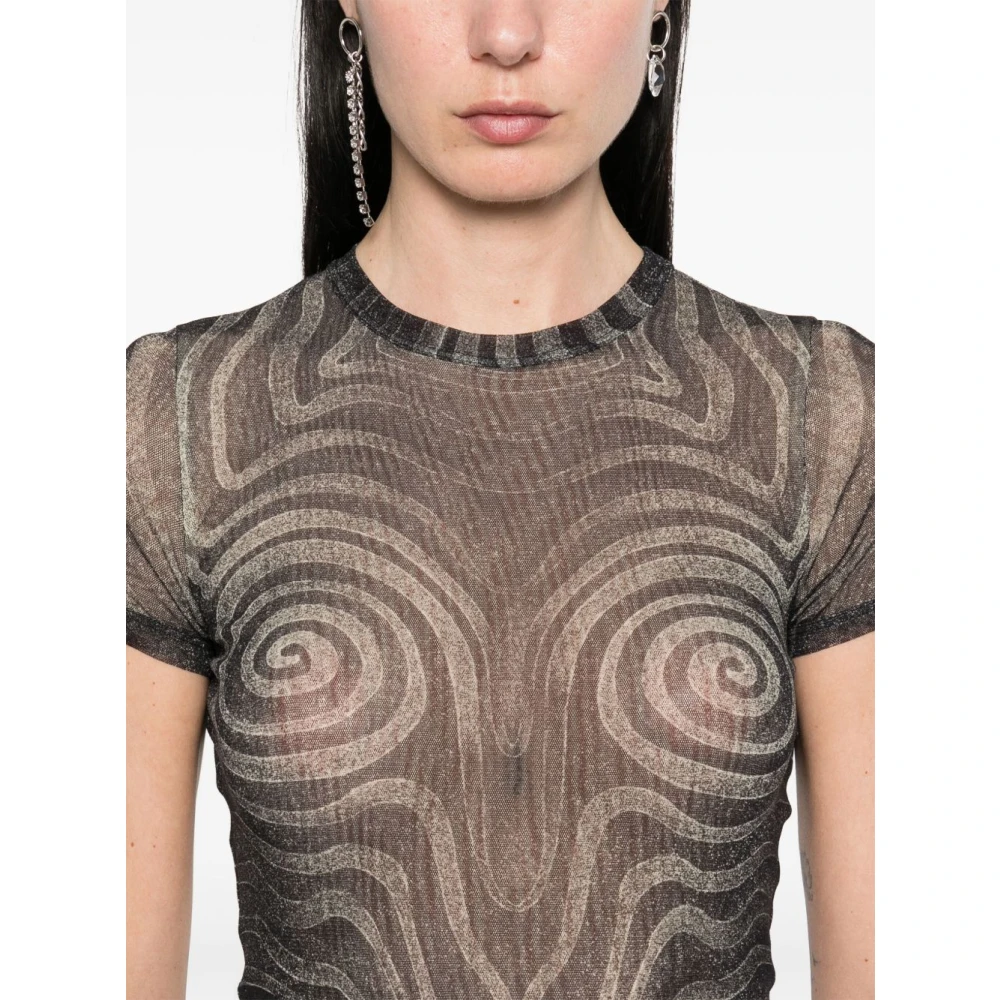 Jean Paul Gaultier Zwarte Spiraal Mesh Korte Jurk Black Dames