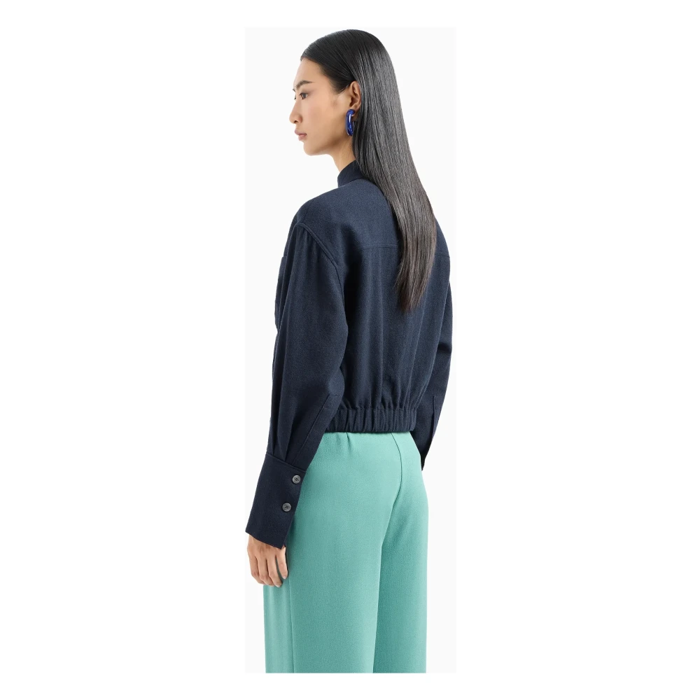 Emporio Armani Nachtblauw Wol Polo Stijl Shirt Blue Dames