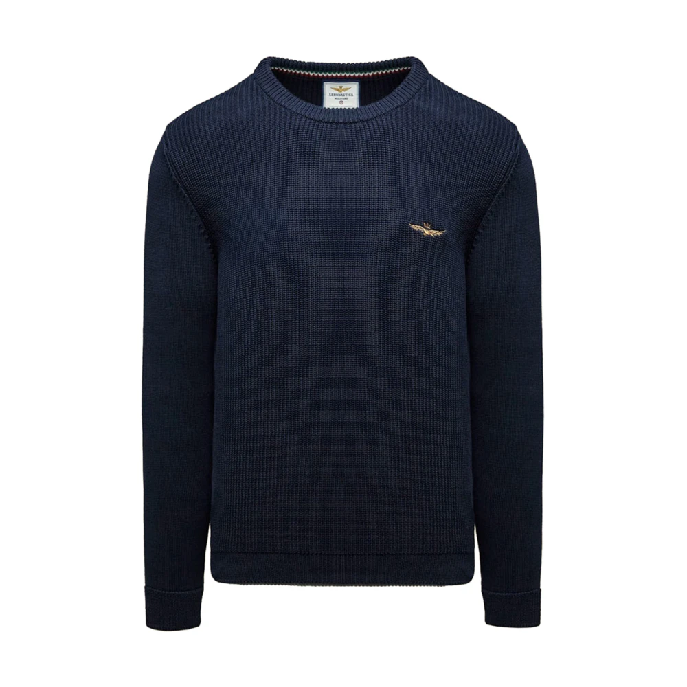 Aeronautica Militare Men's Blue Air Force Pullover - Round-Neck Knitwear - 2XL - Knitwear