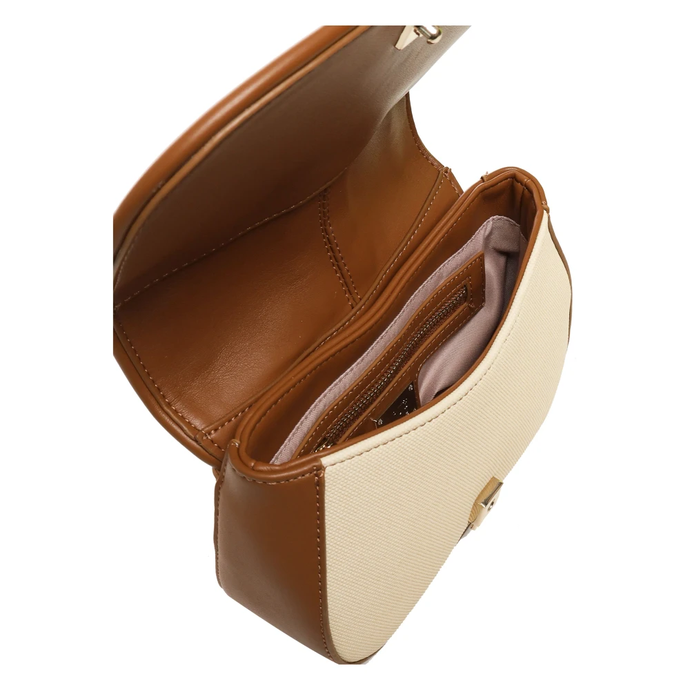 V73 Beige Crossbody Tas met Hangslot Sluiting Beige Dames