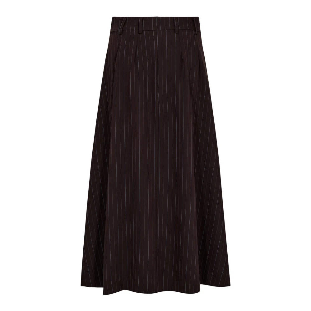 Co'couture Brown Pinstripe Pleat Skirt In Dark - Female - Maxi Skirts - M - Skirts