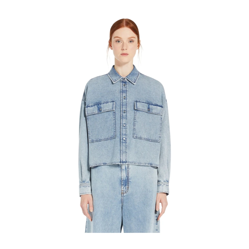 Max Mara Denim katoenen overhemd Zemira zwart Blue Dames