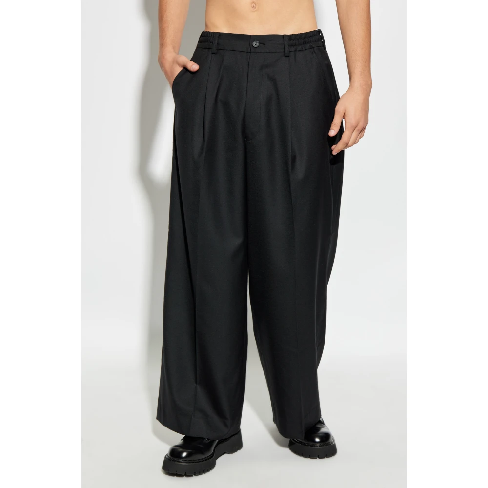 Comme des Garçons Wollen geplooide broek Black Heren