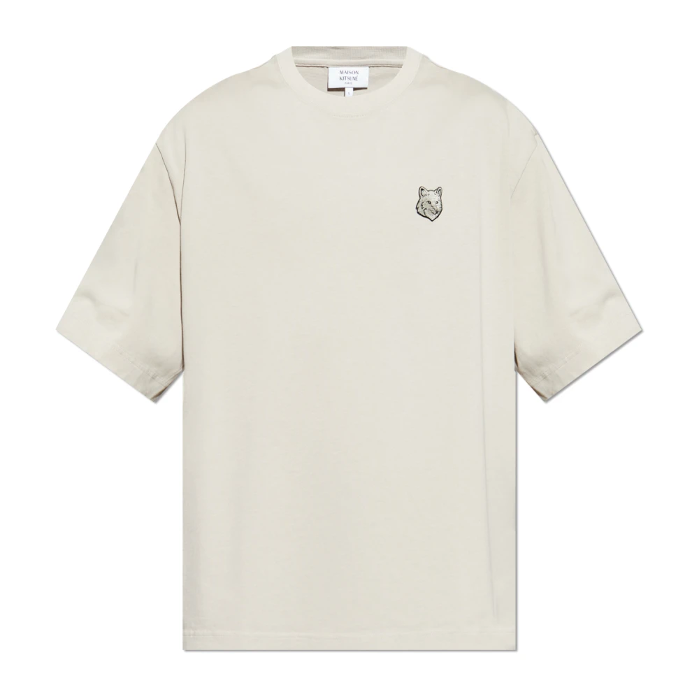 Maison Kitsuné T-shirt met logo Beige Heren