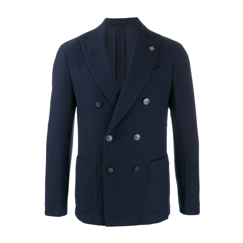 Lardini Navy Wolblend Getailleerde Blazer Blue Heren