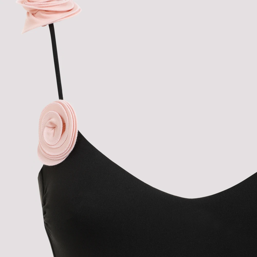 La Revêche Zwart badpak met roze bloemen Black Dames