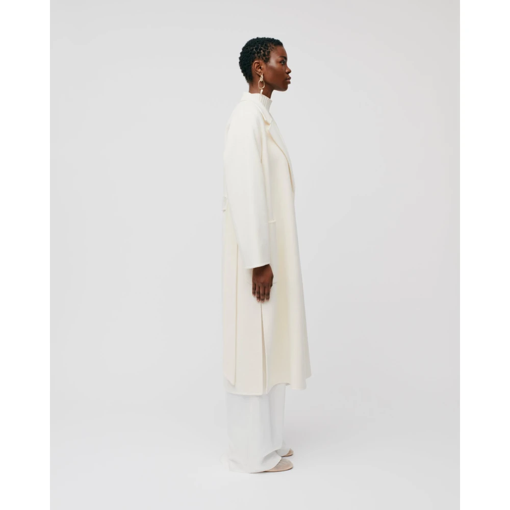 IVY OAK Midi Wollen Jas met Riem en Zakken White Dames