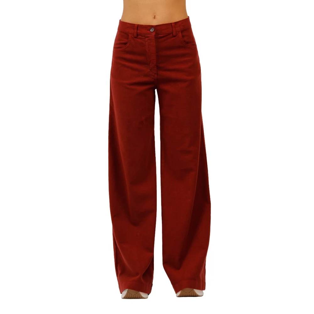 Aspesi Hoge taille corduroy stretch broek Red Dames