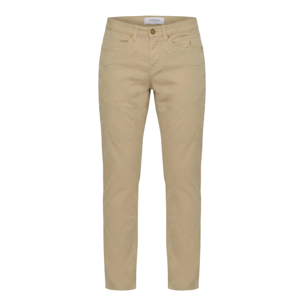 Jeckerson Men's Beige John Slim Fit 5-Pocket Trousers - Slim-Fit Trousers - W38 - Trousers