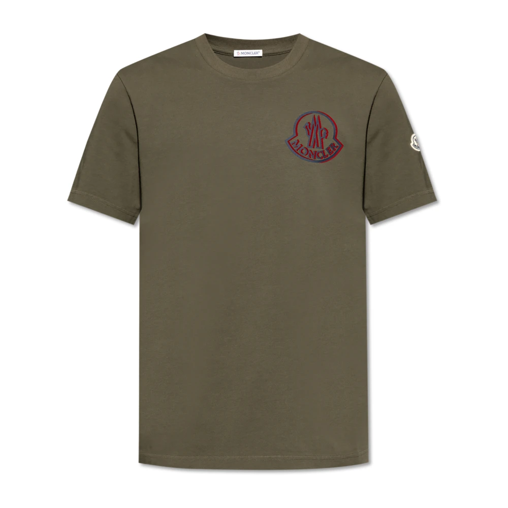 Moncler Men's Green T-Shirts, S, T-Shirt With Printed Logo