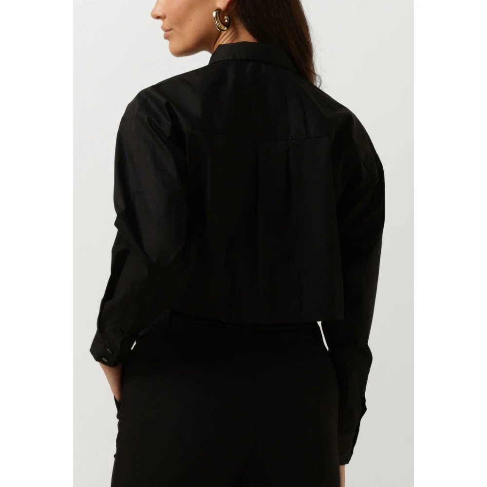 Co'Couture Zwarte Katoenen Cropped Blouse Black Dames