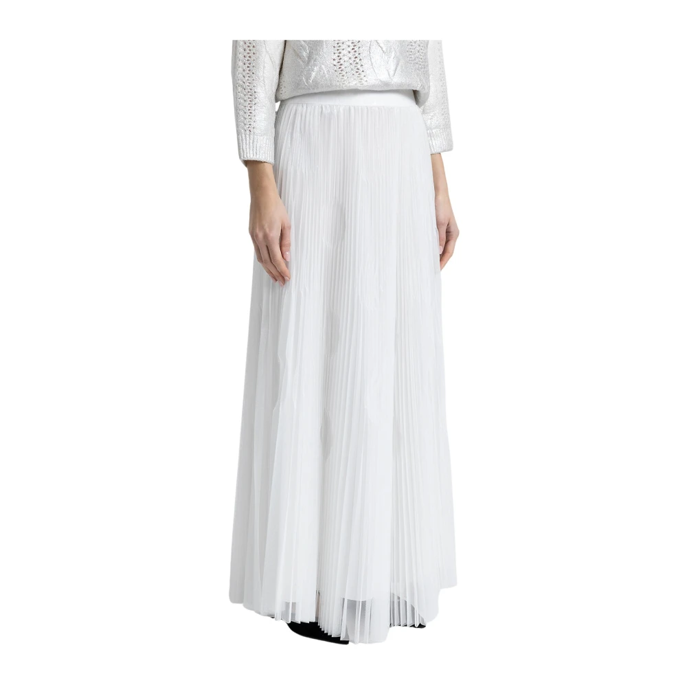 PESERICO Gelamineerde tule zonnestraal geplooide lange rok White Dames