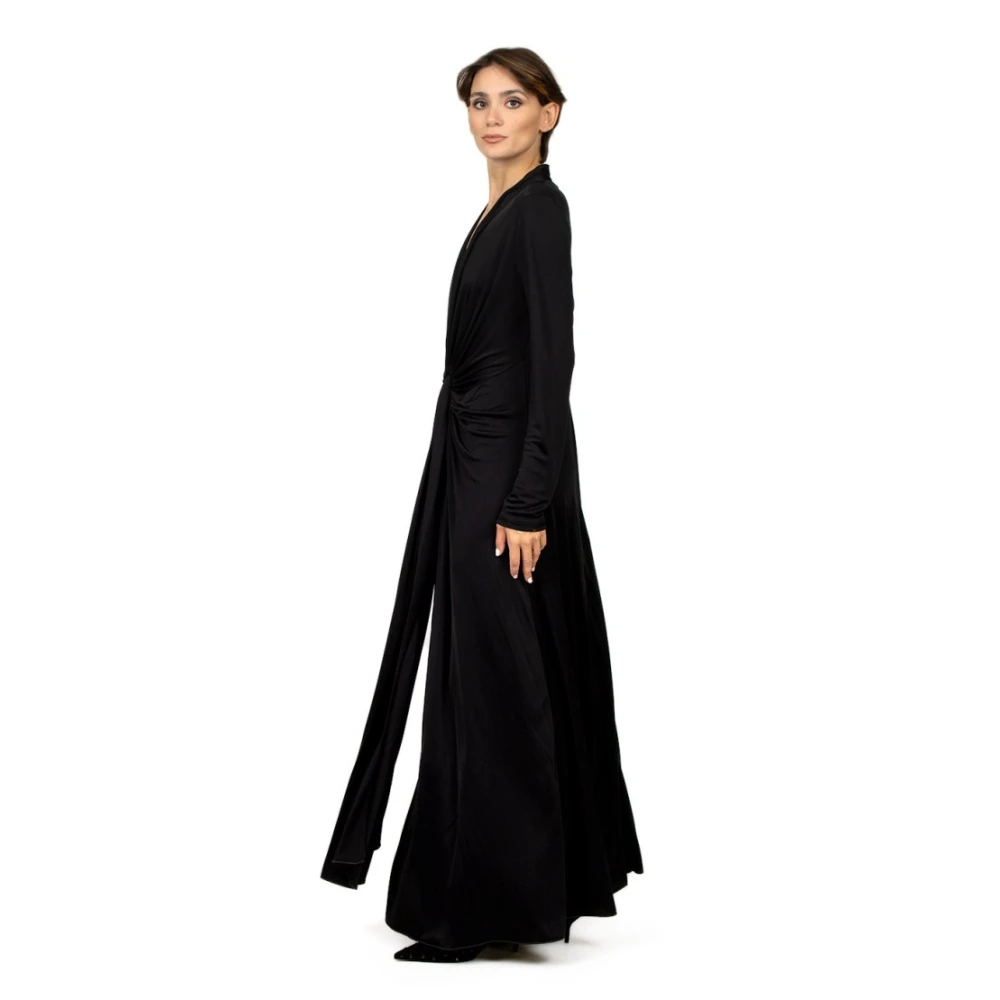 Erika Cavallini Zwarte Zijden Jersey Lange Jurk Black Dames