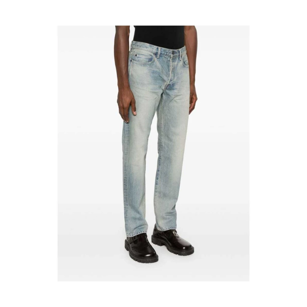 John Elliott Indigo Blauw Denim Tapered Slim Jeans Blue Heren