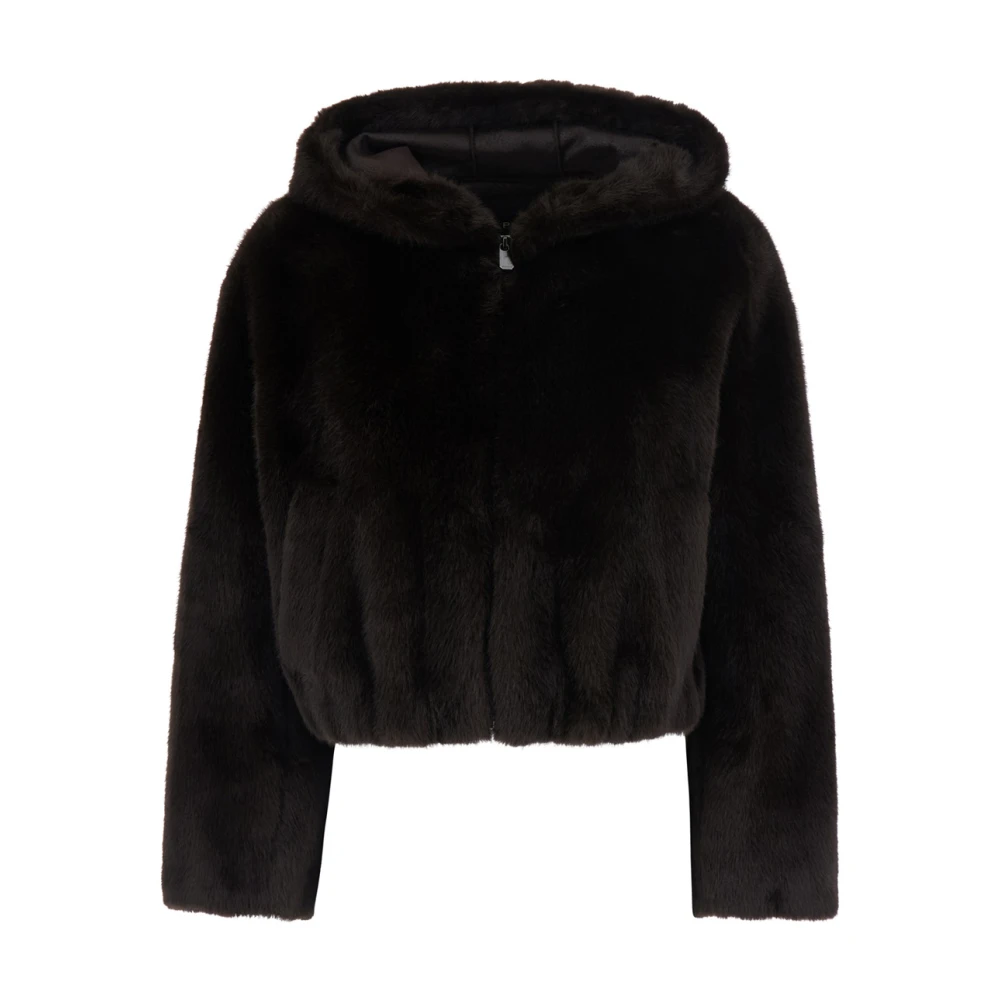 Pinko Jacket In Tech Fabric With Brown Mesh Details For Women - Female - Faux Fur & Shearling Jackets - Brown - S - Jackets