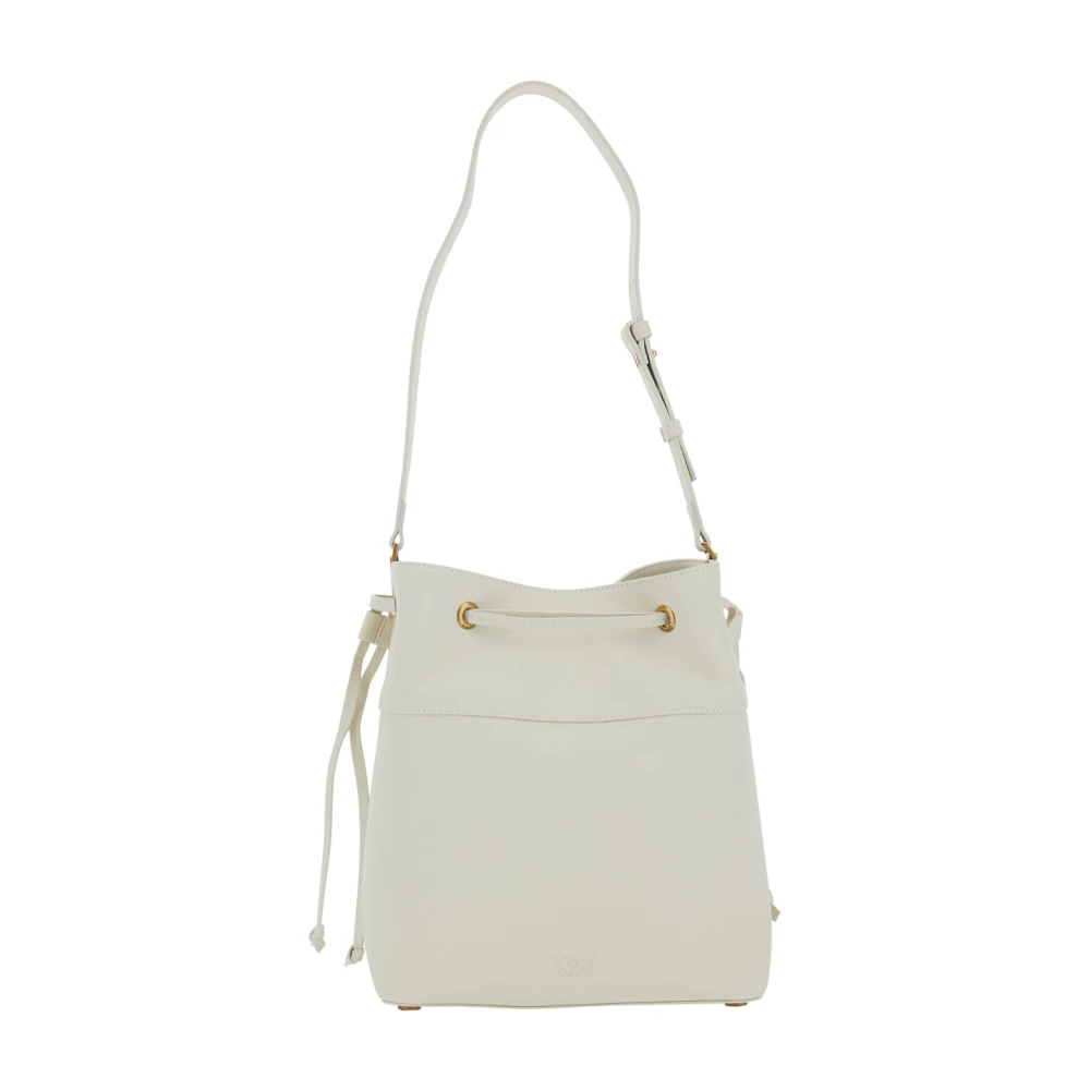 pinko Witte Bucket Bag met Metallic Love Birds Logo White Dames