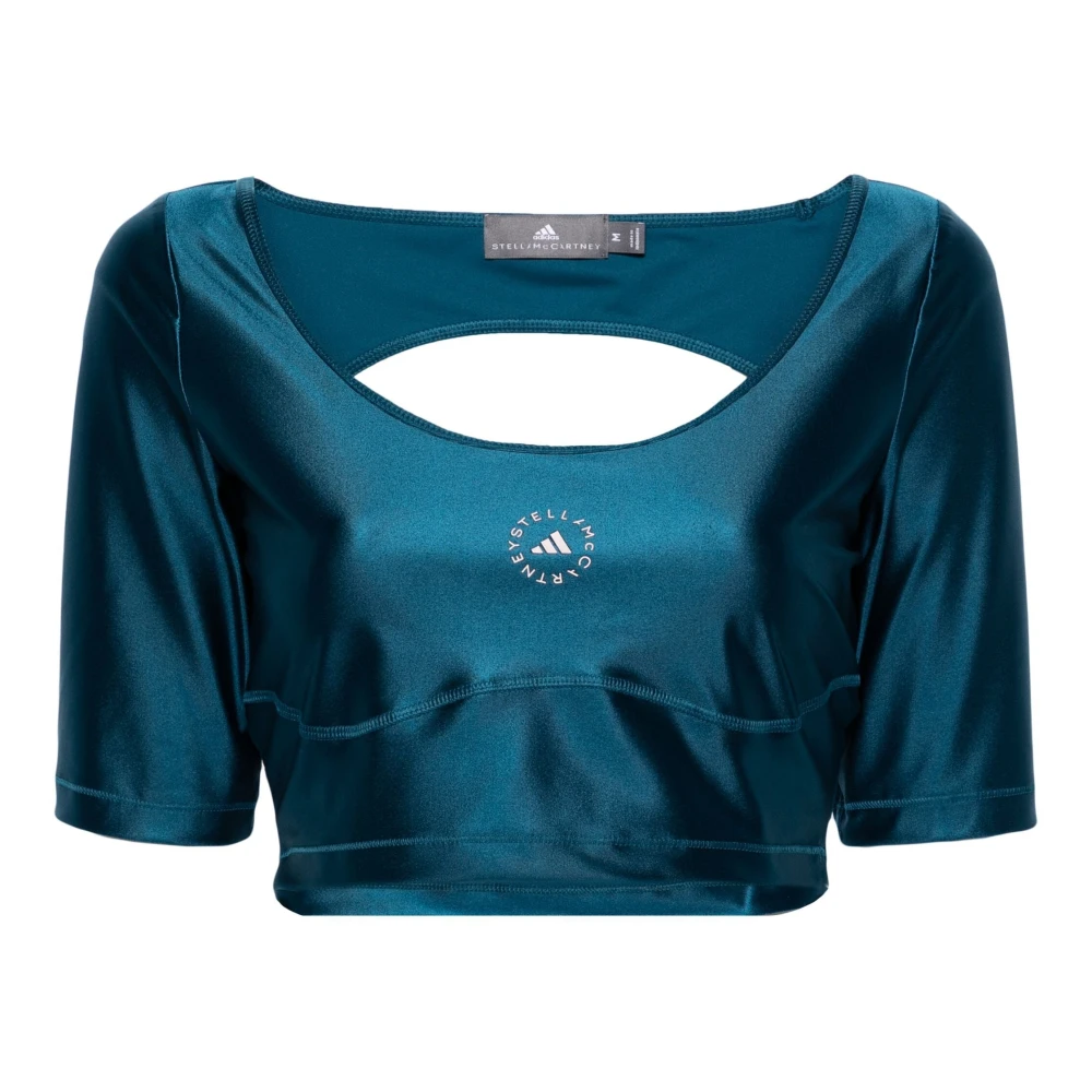 Adidas by stella mccartney Stijlvolle Crop Top voor Vrouwen Blue Dames