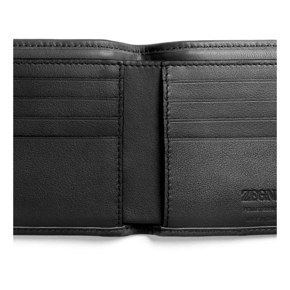 Ermenegildo Zegna Zwarte geweven leren portemonnees Black Heren