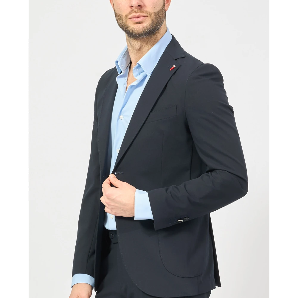 Mulish Blauwe Jurk Slim Fit Klassieke Stijl Blue Heren