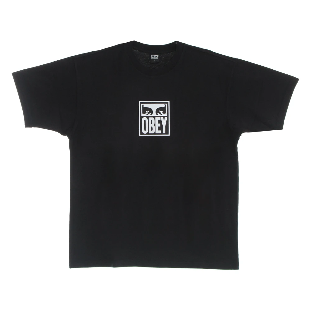 Obey Zwarte Heren Tee met Ogen Icoon Black Heren