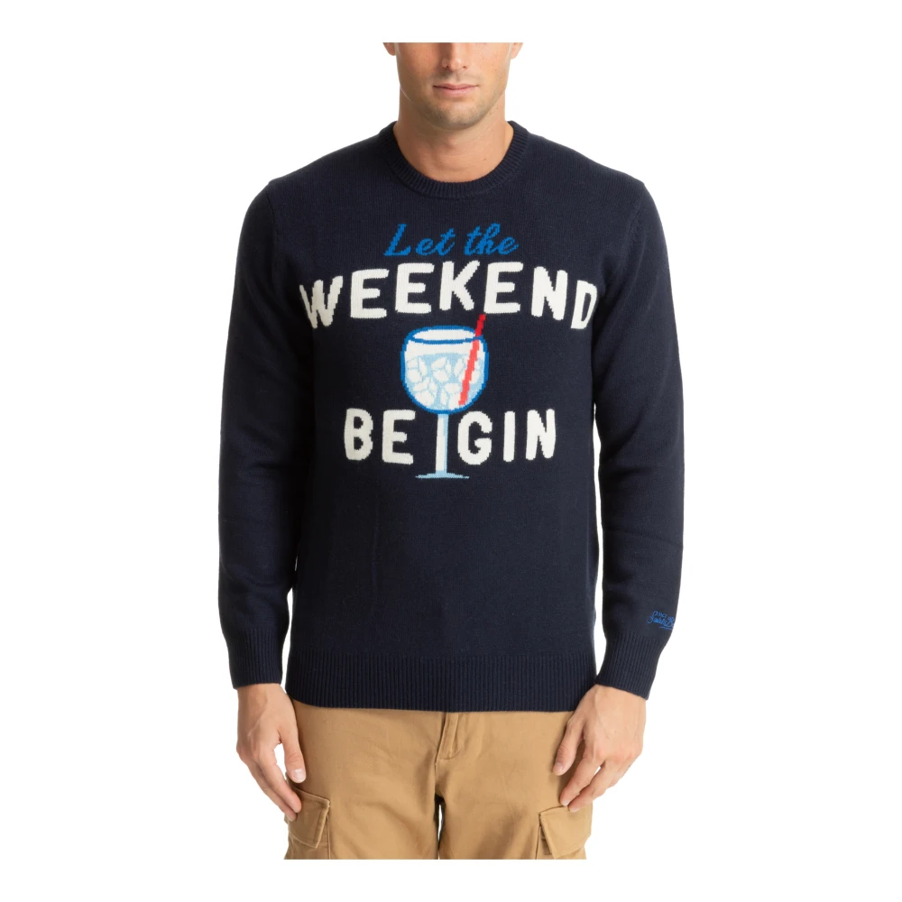 MC2 Saint Barth Abstract Gin Weekend Sweater Blue Heren