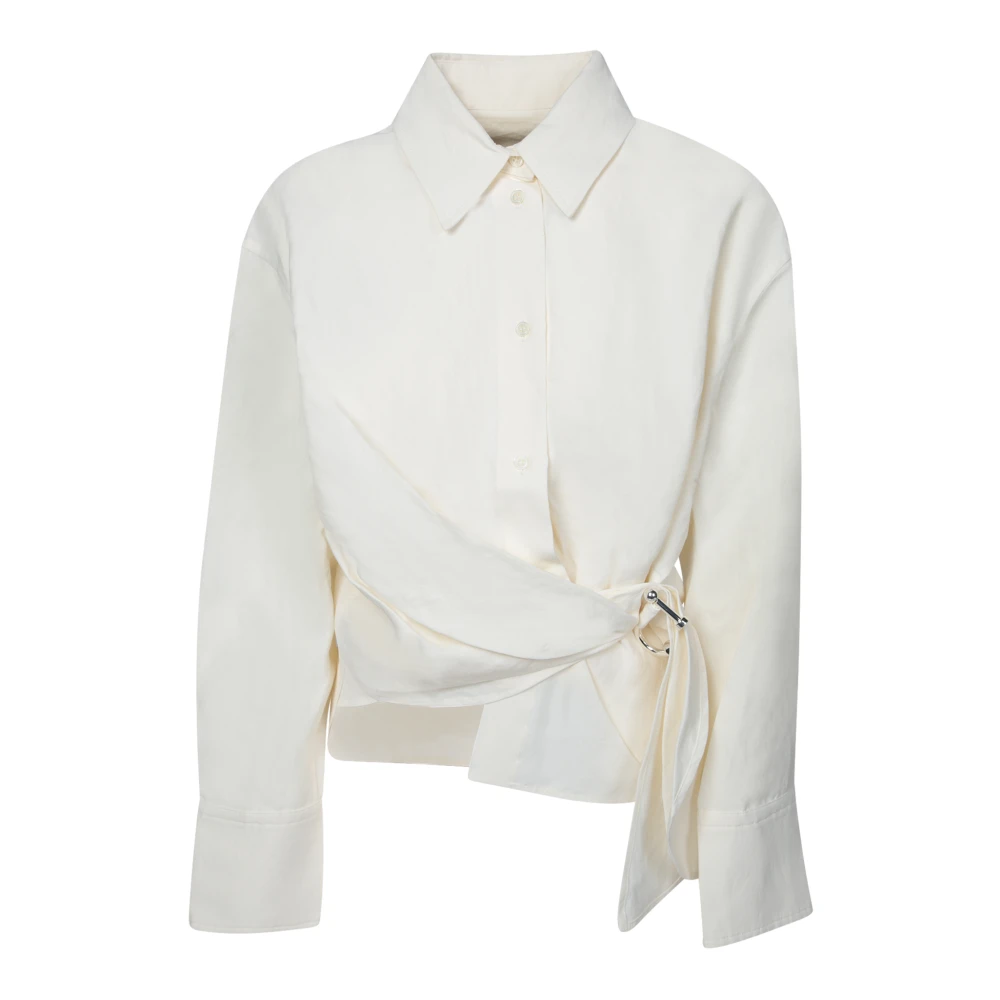 Jw Anderson Women's White Wrap Silhouette Shirt- Bold Draping - Shirts - S - Blouses & Shirts